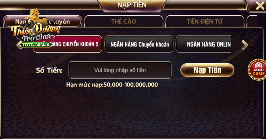 Bạn nạp tiền thông qua những phương thức khác nhau